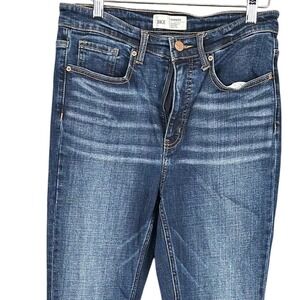 BKE Parker High Rise Skinny Jeans Dark Wash Distressed Raw Hem Size 28 x 26
